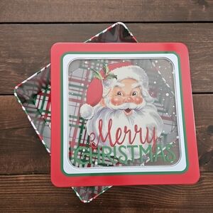 Ashland Merry Christmas Square Metal Tin with Santa on the Lid NEW